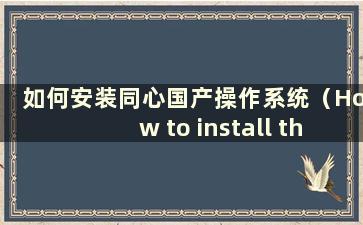 如何安装同心国产操作系统（How to install the Operating System）